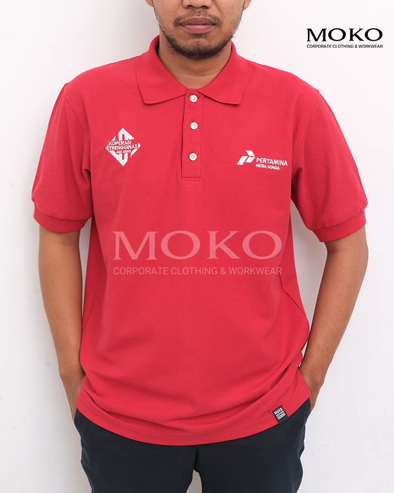 Seragam Koperasi Trengginas Kaos Polo Custom Merah